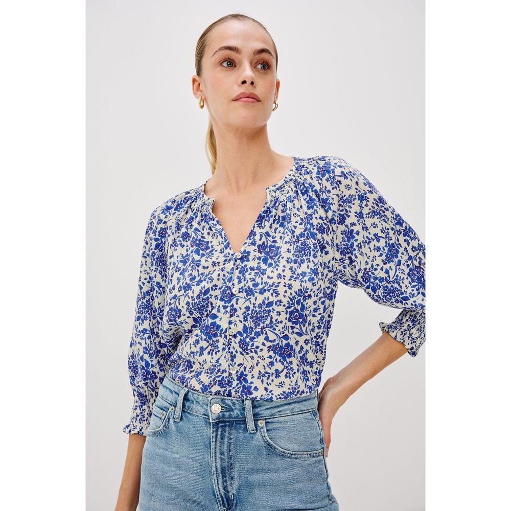 Rails Mariah Margaurite Floral Blouse Size Xl Blue Blossoms Boho Cottagecore